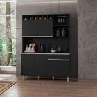 Armário De Cozinha 6 Portas 2 Gavetas Barcelona Preto