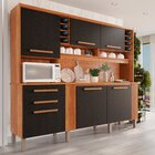 Armário De Cozinha 6 Portas 2 Gavetas Catar Cinamomo/preto