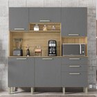 Armário De Cozinha 6 Portas 2 Gavetas Ferrara  Freijó/gris