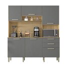 Armário De Cozinha 6 Portas 2 Gavetas Ferrara  Freijó/gris