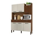 Armário De Cozinha 6 Portas 2 Gavetas Kit Modena  Nogueira/of