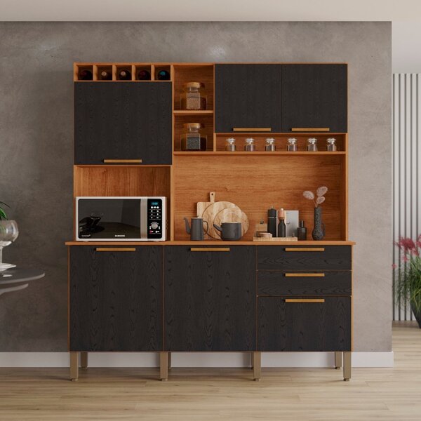 Armário De Cozinha 6 Portas 2 Gavetas New Topázio Cinamomo/pr