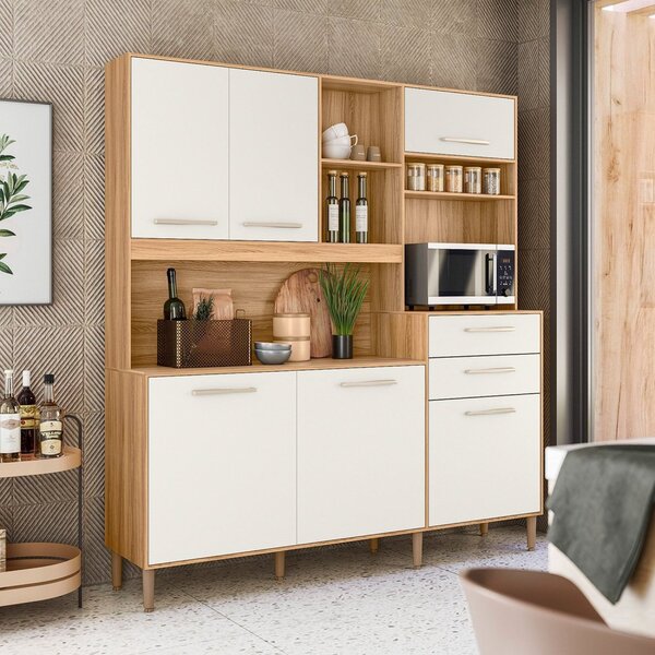 Armario De Cozinha 6 Portas 2 Gavetas Salsa Freijó/off White