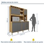 Armário De Cozinha 6 Portas 3 Gavetas Agata Cinamomo/grafite