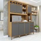 Armário De Cozinha 6 Portas 3 Gavetas Agata Cinamomo/grafite