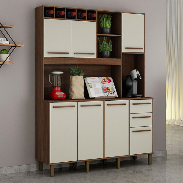 Armário De Cozinha 6 Portas 3 Gavetas Granada Valdemóveis