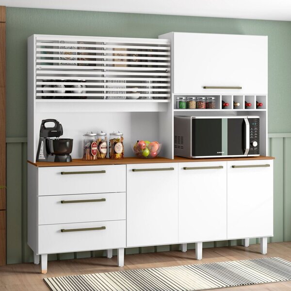 Armário De Cozinha 6 Portas 3 Gavetas Mega Branco