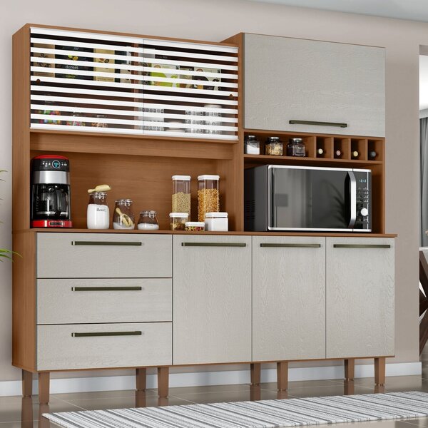 Armário De Cozinha 6 Portas 3 Gavetas Mega Cinamomo / Areia