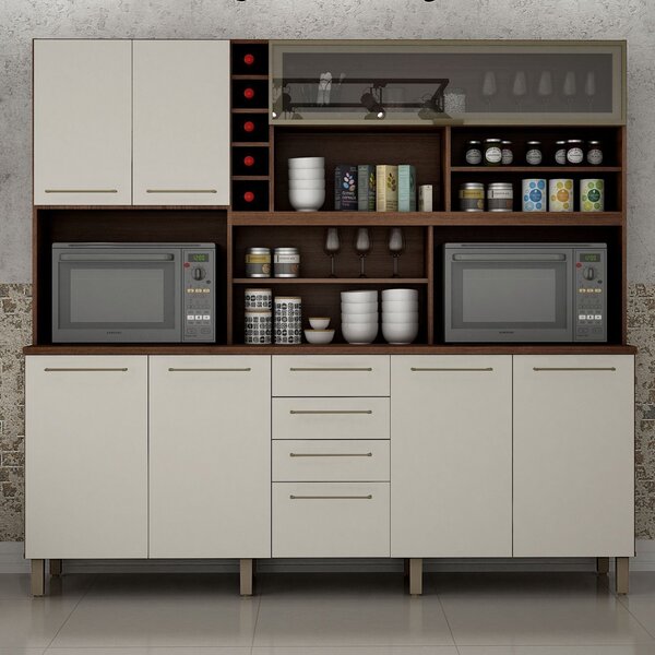 Armário De Cozinha 6 Portas 4 Gavetas Maranella Chocolate/off