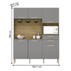 Armário De Cozinha 6 Portas Bilbao Freijó Gris