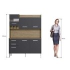 Armário De Cozinha 6 Portas E 2 Gavetas  Wood/preto