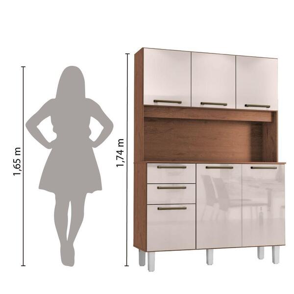 Armário De Cozinha 6 Portas E 2 Gavetas Natura Off White Pop