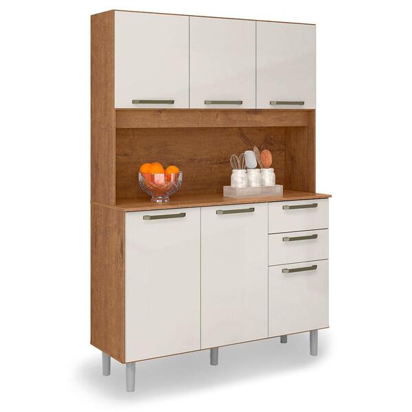 Armário De Cozinha 6 Portas E 2 Gavetas Natura Off White Pop