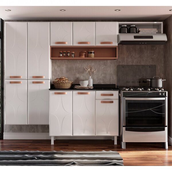 Armário De Cozinha 7 Portas 3 Peças 245cm Telasul Branco/rosé