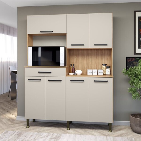 Armário De Cozinha 7 Portas E 1 Gaveta Mel/off White