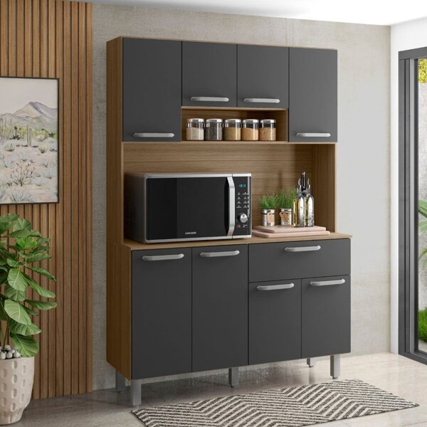 Armário De Cozinha 8 Portas 1 Gaveta Nice Carvalho/grafite