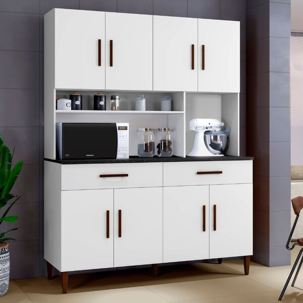 Armário De Cozinha 8 Portas 2 Gavetas Fortaleza  Branco