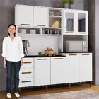 Armário De Cozinha 8 Portas 3 Gavetas Rio De Janeiro Com Vidr