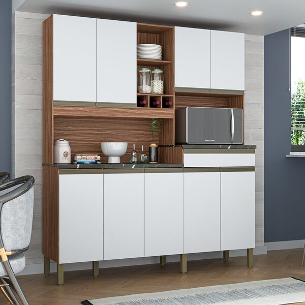 Armário De Cozinha 9 Portas 1 Gaveta Com Espaço Para Micro-on