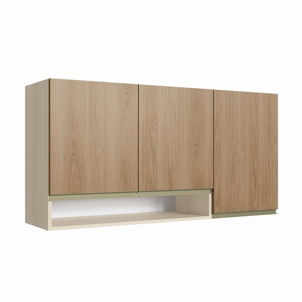 Armário De Cozinha Aéreo 120cm 3 Portas 1 Nicho Cook  Nature/