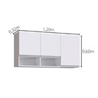 Armário De Cozinha Aéreo 120cm 3 Portas Nichos Athena Branco