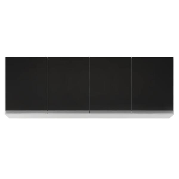 Armário De Cozinha Aéreo 160cm 4 Portas Nevada Branco/preto -