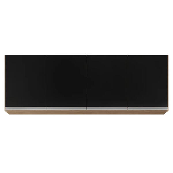 Armário De Cozinha Aéreo 160cm 4 Portas Nevada Castanho/preto