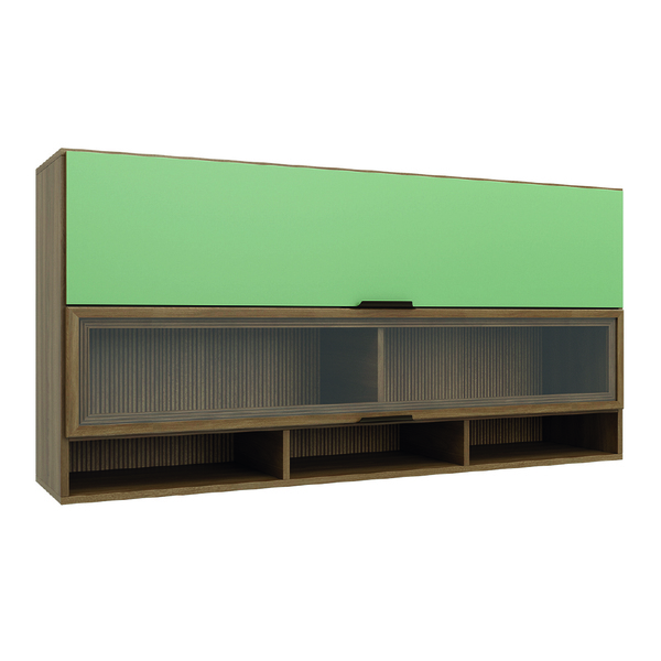 Armário De Cozinha Aéreo 2 Portas Com Vidro Módulo Suspenso N