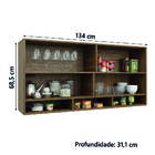 Armário De Cozinha Aéreo 2 Portas Com Vidro Módulo Suspenso N