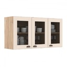 Armário De Cozinha Aéreo 3 Portas Com Vidro Carvalho Oak/cris