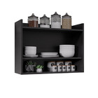 Armário De Cozinha Aéreo 70 5 Cm Com Nicho Colin Preto M12 -