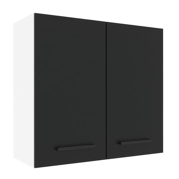Armário De Cozinha Aéreo 70 Cm 2 Portas Branco/preto Agata Ma