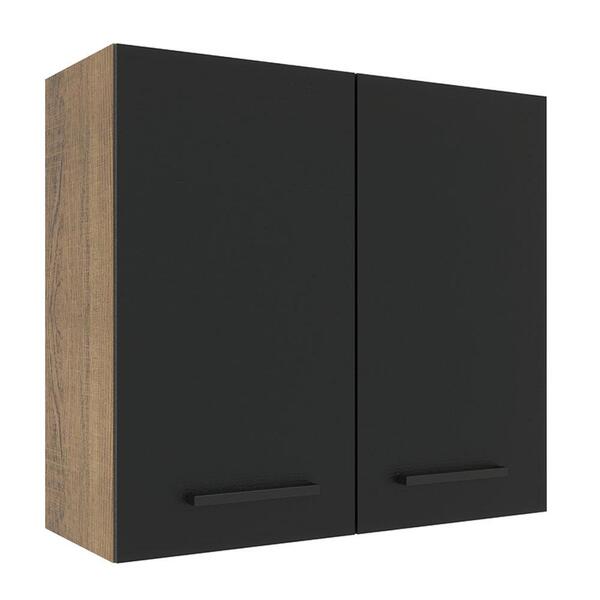 Armário De Cozinha Aéreo 70 Cm 2 Portas Rustic/preto Agata Ma