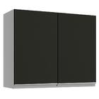 Armário de Cozinha Aéreo 80 cm 2 Portas Branco/Preto Glamy Ma