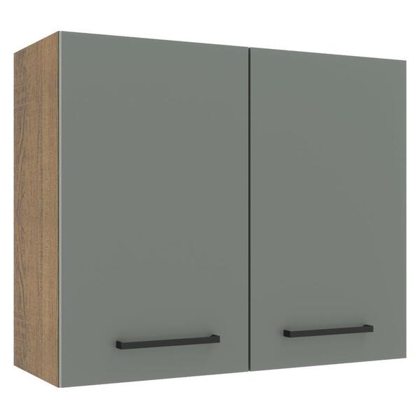 Armário De Cozinha Aéreo 80 Cm 2 Portas Rustic/cinza Agata Ma