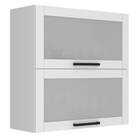 Armário De Cozinha Aéreo 80cm 2 Portas Basculantes C/vidro 10