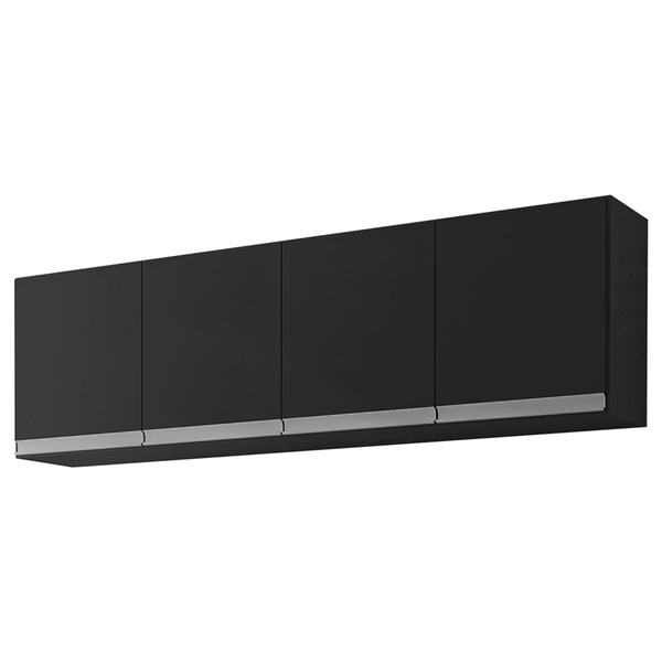 Armário De Cozinha Aéreo Andréia 150cm 4 Portas Preto - Desk