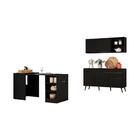 Armário De Cozinha Aéreo Com Balcão Para Pia E Mesa Dobrável