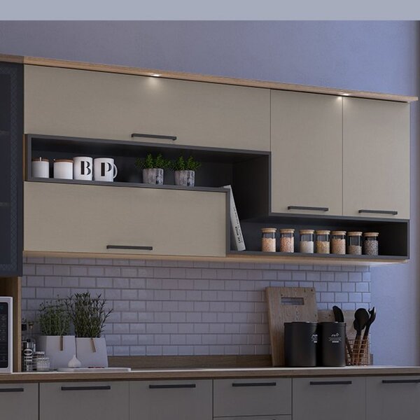 Armário De Cozinha Aéreo Com Iluminação 200cm Caiena Thela Me