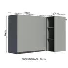 Armário De Cozinha Aéreo De Canto 1 Porta E Adega Cinza Nice