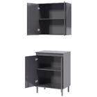 Armário De Cozinha Aéreo E Balcão Com Tampo Italy Cinza - Ej