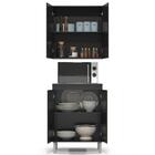 Armário De Cozinha Aéreo E Balcão Com Tampo Italy Preto - Ej