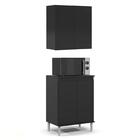 Armário De Cozinha Aéreo E Balcão Com Tampo Italy Preto - Ej