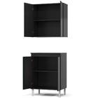 Armário De Cozinha Aéreo E Balcão Com Tampo Italy Preto - Ej