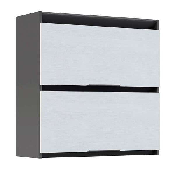 Armário De Cozinha Aéreo Hibisco 2 Pt Grafite E Branco 80 Cm