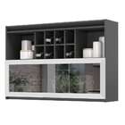 Armário De Cozinha Aéreo Hibisco Com Espelho 1 Pt Grafite E B