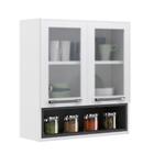 Armário De Cozinha Aéreo Itatiaia Aço 2 Portas Vidro 1 Nicho