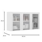 Armário De Cozinha Aéreo Itatiaia Aço 3 Portas Com Vidro Flor