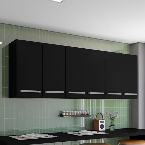 Armario De Cozinha Aereo Maldivas Preto Brienza Movelaria