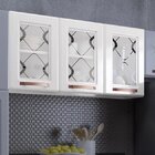 Armário De Cozinha Aéreo Triplo Em Aço 3 Portas De Vidro Mira